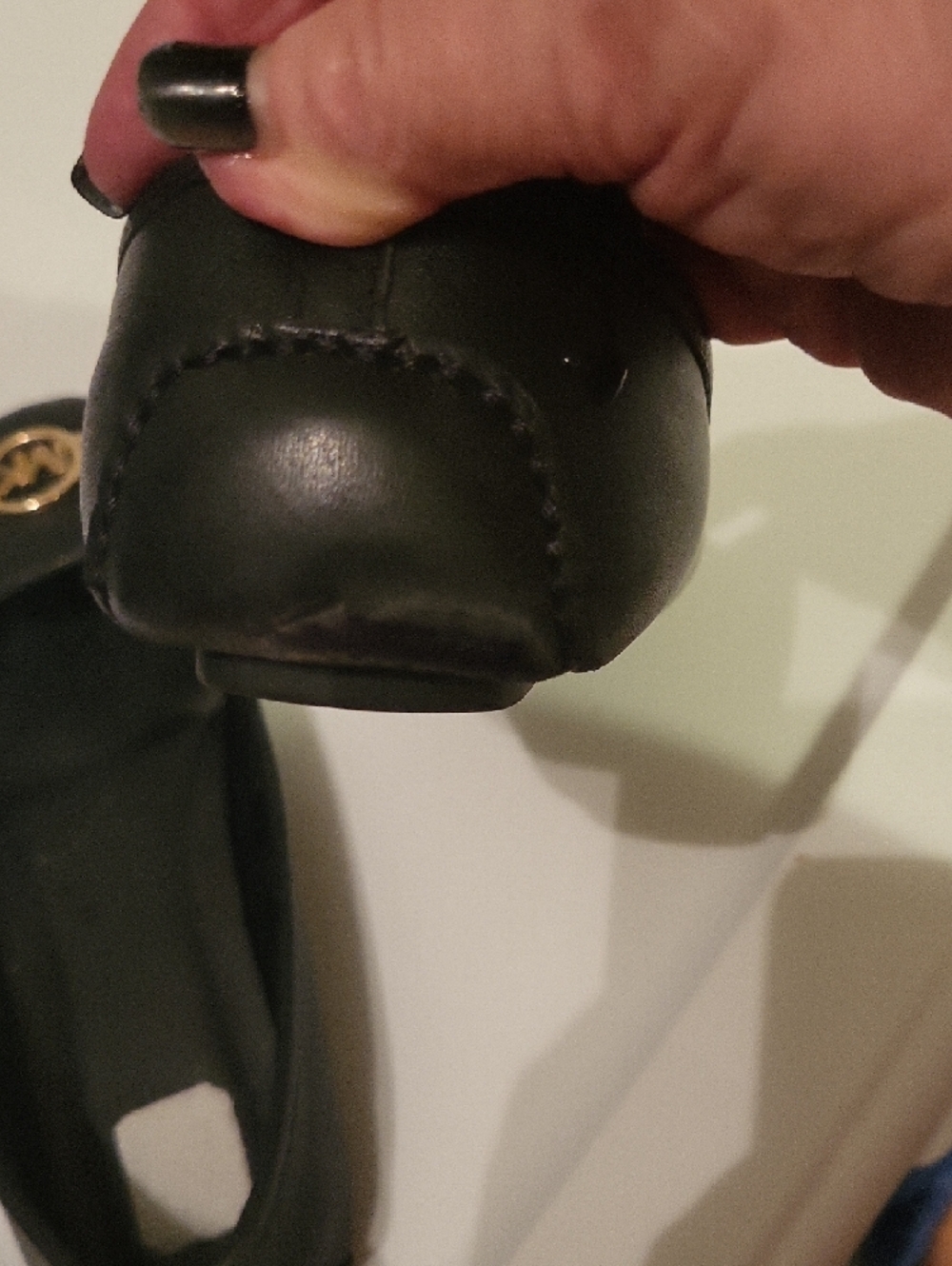 Michael Kors Black Leather Logo Ballet Flats with Gold Accent - Picture 8 of 9
